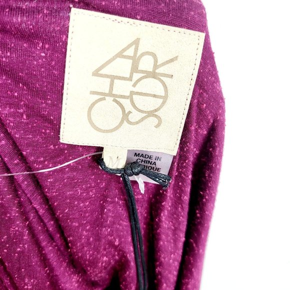 Chaser Flowy Silk Blouse Womens Medium Burgundy V Neck Lagenlook‎ Loose NEW - Picture 2 of 10